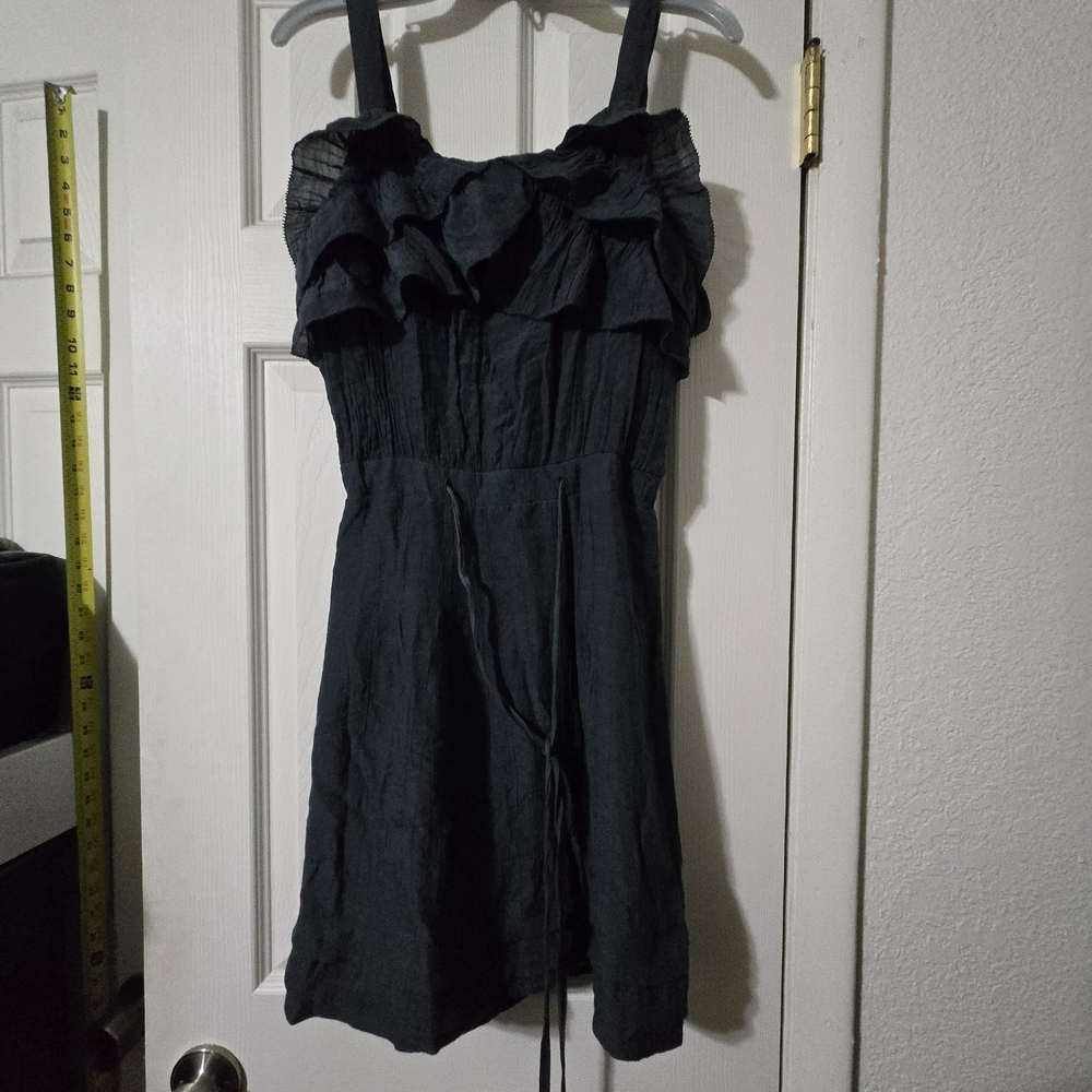 ESLEY Blue Bluish Gray Sleeveless Casual Ruffle Dress Womens Size Small Coastal